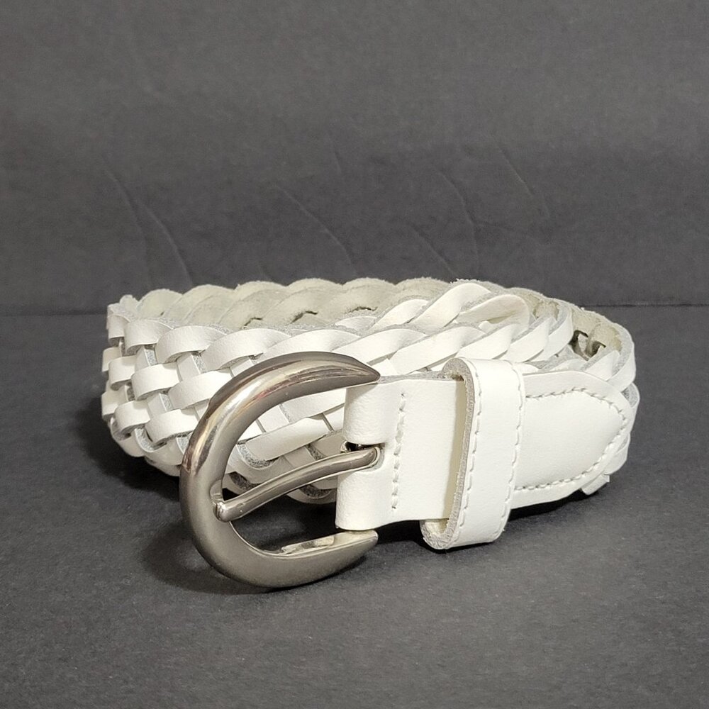 White Woven Casual Design Genuine Leather Belt ~ Made in Guatemala ~ Size ML